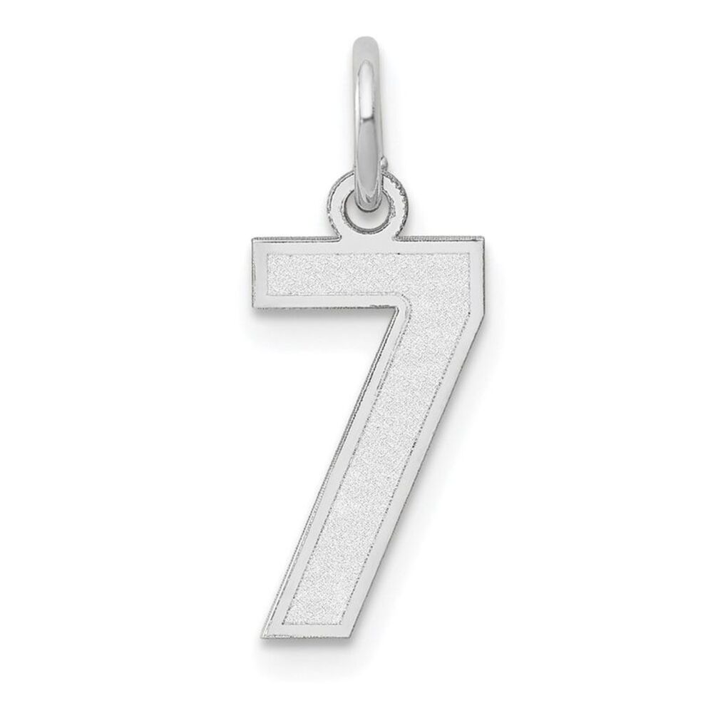 14k White Gold, Jersey Collection, Small Number 7 Pendant